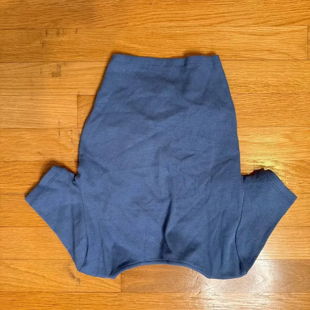 Zara Blue Ribbed Ruched Drawstring Front Crop Top - Picture 5 of 5